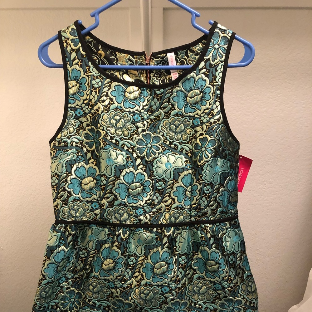 Quilted Japanese foiled 3D floral dress